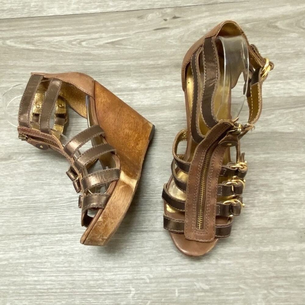 Cynthia Vincent Pacey Gladiator Wedge Bronze Size 9
